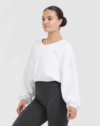 All Day Lightweight Oversized V-Neck Sweatshirt | White