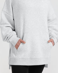 All Day Longline Hoodie | Light Grey Marl