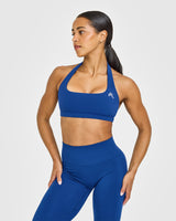 EasyLift™ Halter Bralette with White Logo | Vintage Navy