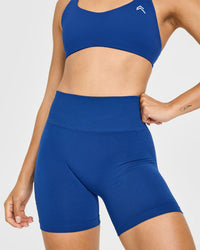 EffortlessLift™ Seamless Shorts with White Logo | Vintage Navy