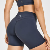 UnifiedMove™ High Waisted Shorts White Logo 6" | True Blue