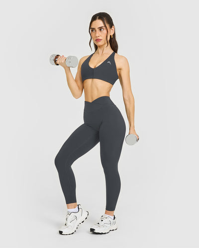 UnifiedMove™ Wrap Leggings White Logo | Coal