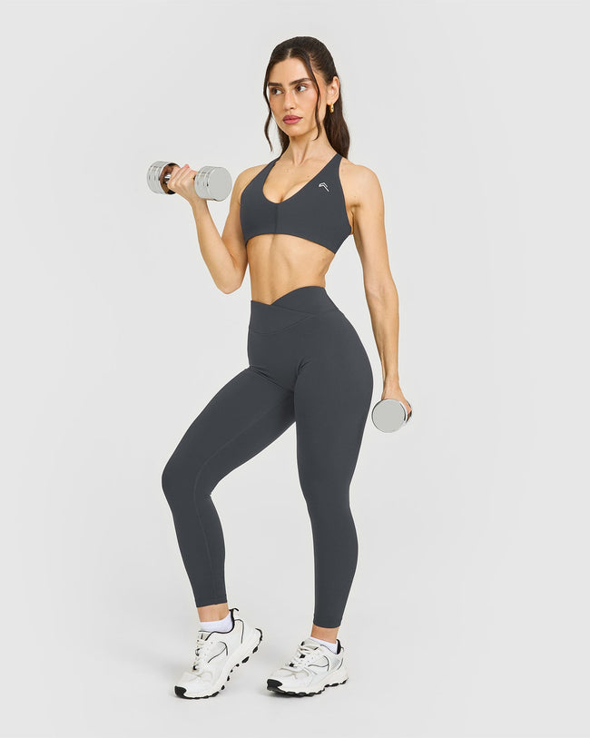 UnifiedMove™ Wrap Leggings White Logo | Coal