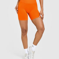 Effortless Seamless Shorts with White Logo | Flame Orange