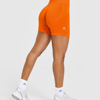Effortless Seamless Shorts with White Logo | Flame Orange