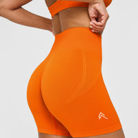 Effortless Seamless Shorts with White Logo | Flame Orange