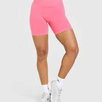 EffortlessLift™ Seamless Shorts with White Logo | Peony Pink
