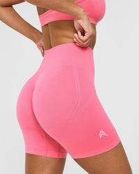 EffortlessLift™ Seamless Shorts with White Logo | Peony Pink