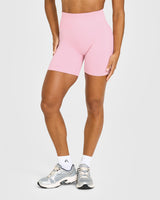 Effortless Seamless Shorts with White Logo | Petal Pink