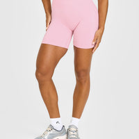 EffortlessLift™ Seamless Shorts with White Logo | Petal Pink
