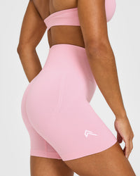EffortlessLift™ Seamless Shorts with White Logo | Petal Pink