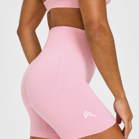 EffortlessLift™ Seamless Shorts with White Logo | Petal Pink