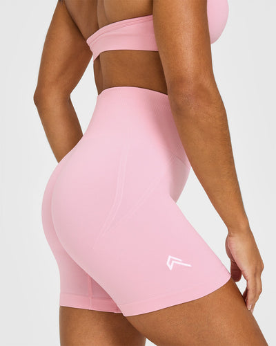 EffortlessLift™ Seamless Shorts with White Logo | Petal Pink