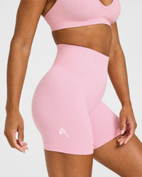 EffortlessLift™ Seamless Shorts with White Logo | Petal Pink