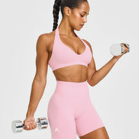 EffortlessLift™ Seamless Shorts with White Logo | Petal Pink