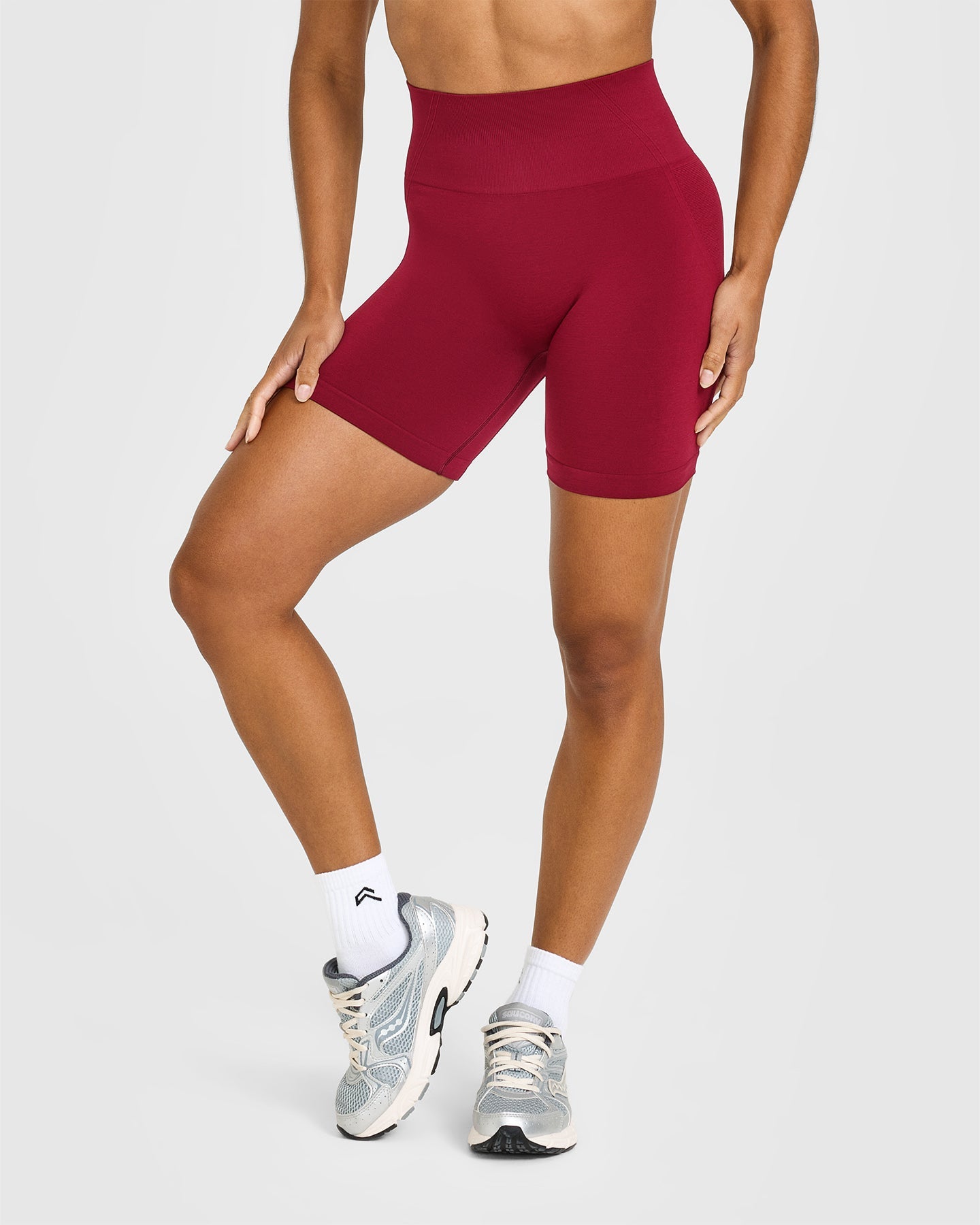 EffortlessLift™ Seamless Shorts with White Logo | Claret Red