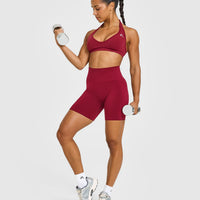 EffortlessLift™ Seamless Shorts with White Logo | Claret Red