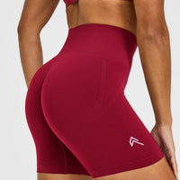 EffortlessLift™ Seamless Shorts with White Logo | Claret Red