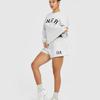 Foundations Oversized Oner Girlfriend Shorts | Light Grey Marl