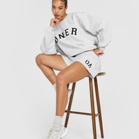 Foundations Oversized Oner Girlfriend Shorts | Light Grey Marl
