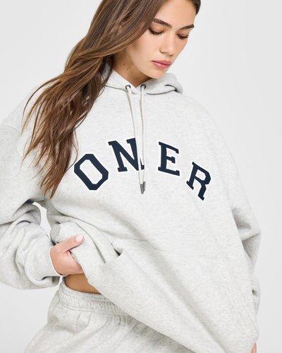 Foundations Oversized Oner Girlfriend Hoodie | Light Grey Marl
