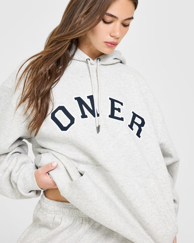 Foundations Oversized Oner Girlfriend Hoodie | Light Grey Marl