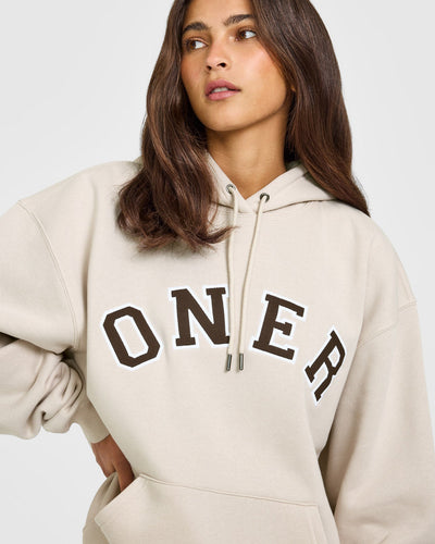 Foundations Oversized Oner Girlfriend Hoodie | Sand
