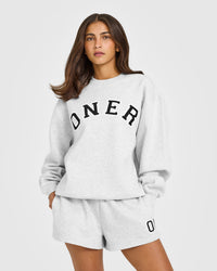 Foundations Oversized Oner Girlfriend Sweatshirt | Light Grey Marl