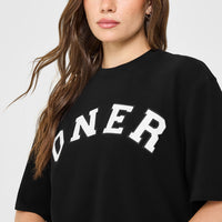Oversized Oner Girlfriend Washed T-Shirt | Black