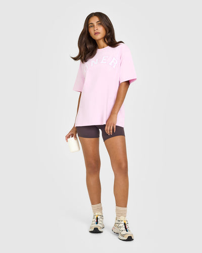Oversized Oner Girlfriend Washed T-Shirt | Chalk Pink