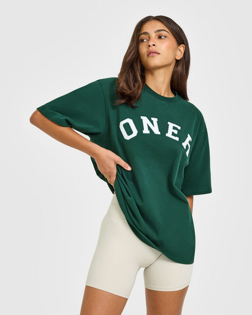 Oner Modal Oversized Oner Girlfriend Washed T-Shirt | Racing Green