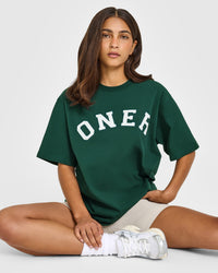 Oversized Oner Girlfriend Washed T-Shirt | Racing Green