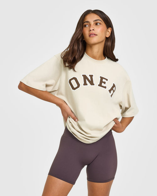 Oner Modal Oversized Oner Girlfriend Washed T-Shirt | Sand