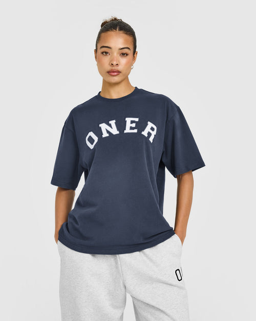 Oversized Oner Girlfriend Washed T-Shirt | True Blue