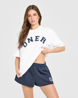 Oversized Oner Girlfriend Washed T-Shirt | White