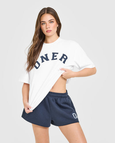 Oversized Oner Girlfriend Washed T-Shirt | White