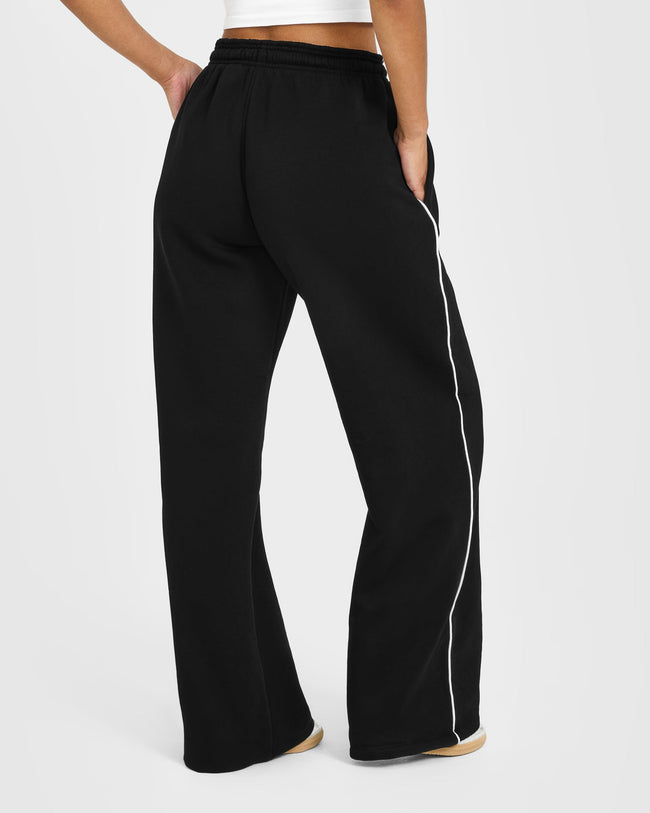 Jersey Tracksuit Straight Leg Joggers | Black