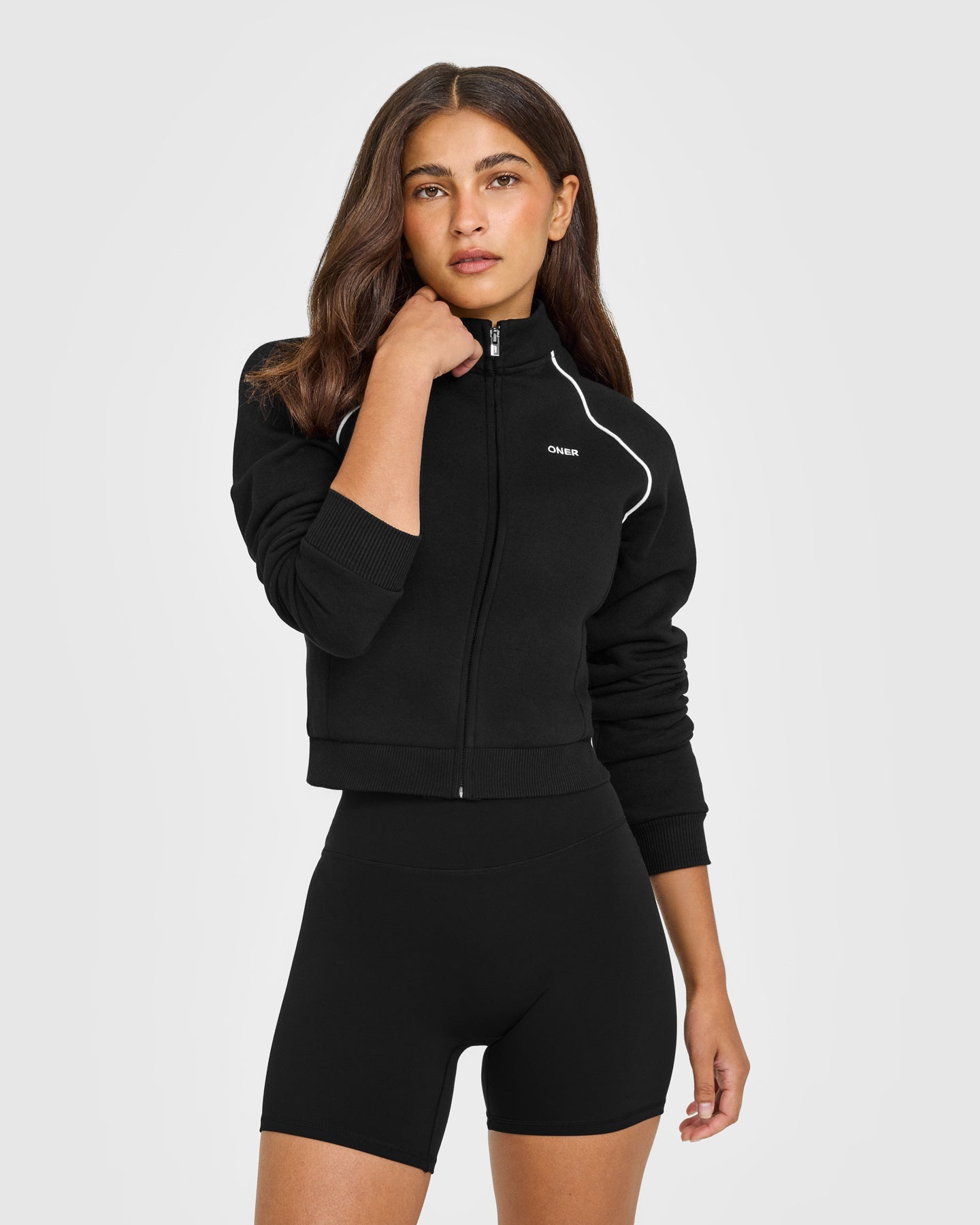 Jersey Tracksuit Zip Through Jacket | Black