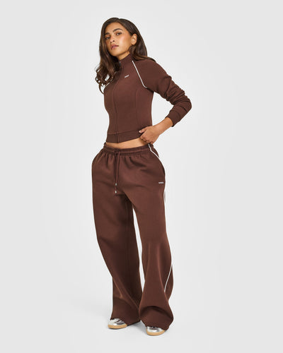 Jersey Tracksuit Zip Through Jacket | Espresso Brown