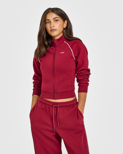 Oner Modal Jersey Tracksuit Zip Through Jacket | Ruby Red
