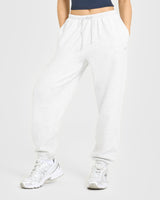 Mid Weight Relaxed Joggers | Light Grey Marl