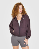 Mid Weight Relaxed Zip Through Hoodie | Umber Brown