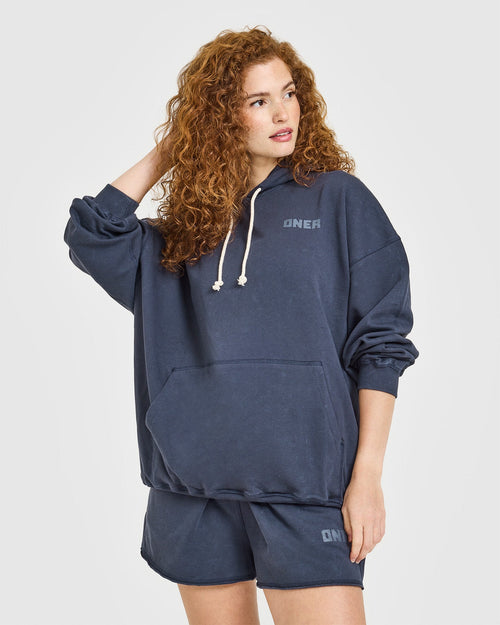 Oner Modal Raw Lounge Oversized Hoodie | Washed True Blue