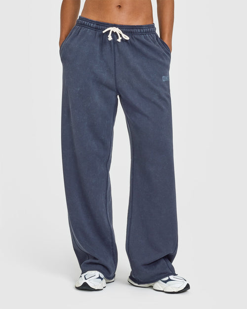 Oner Modal Raw Lounge Wide Leg Joggers | Washed True Blue