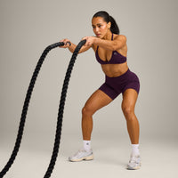 EnhanceLift™ Seamless Shorts with Grey Logo | Blackberry Purple