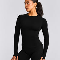 Oner Seamless Fitted Long Sleeve Regular Top | Soft Black