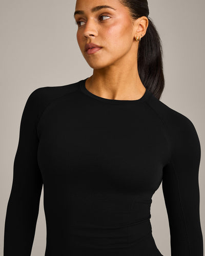 Oner Seamless Fitted Long Sleeve Regular Top | Soft Black