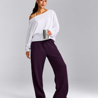 Cotton Vintage Lounge Off-The-Shoulder Sweatshirt | White