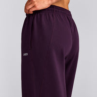 Cotton Vintage Lounge Wide Leg Joggers | Washed Blackberry Purple