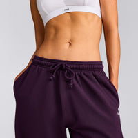 Cotton Vintage Lounge Wide Leg Joggers | Washed Blackberry Purple